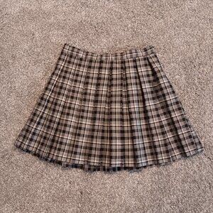 Cali 1850 Grey/Black Plaid Pleated Mini Skirt, Women's S, Preppy